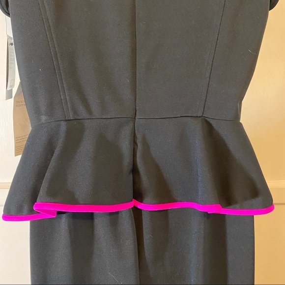 Oleg Cassini Black Dress with fuchsia trim sz 10 - Picture 5 of 9